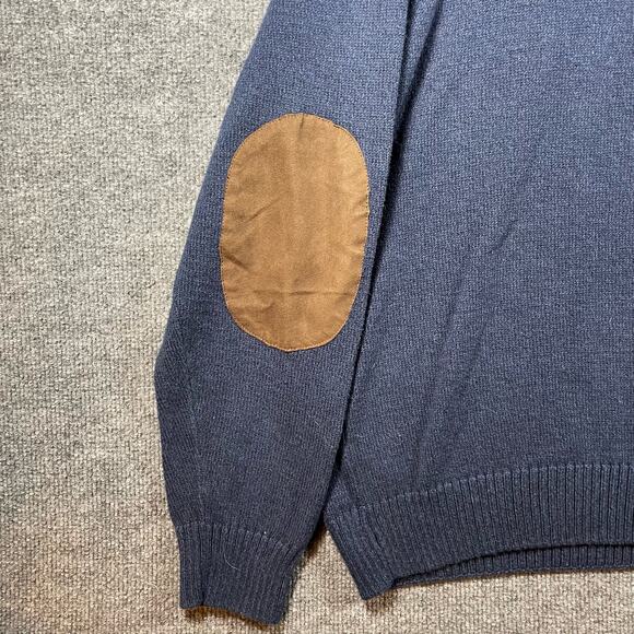 Chaps Henley Pullover Sweater Men's XXL Blue Elbow Patches Outdoors Preppy - Picture 8 of 10